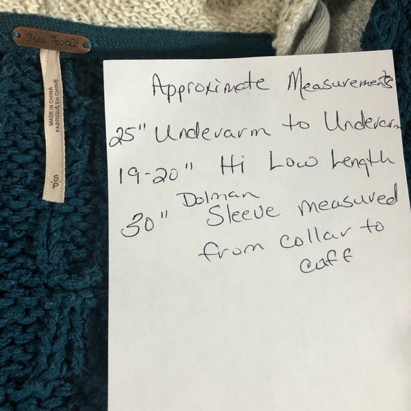 Free People Blue Tierra Cable-Knit Sweater Sz S Chunky Boho Hoodie Oversized - Picture 8 of 12